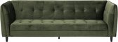 24Designs - Slaapbank Coco - Bosgroen Fluweel - Zwarte Houten Poten