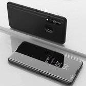 Voor OPPO A8 vergulde spiegel horizontale flip lederen tas met houder (zwart)