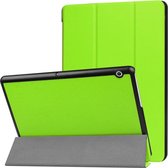Voor Huawei MediaPad T3 10 Custer Texture Horizontaal Flip Leren Case met Drie-vouwbare Houder (Groen)