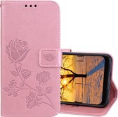 Rose reliëf horizontale Flip PU lederen tas voor Geschikt voor Xiaomi Pocophone F1, met houder & kaartsleuven & portemonnee (Rose Gold)