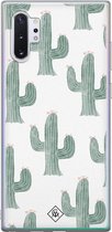Samsung Note 10 Plus hoesje siliconen - Cactus print | Samsung Galaxy Note 10 Plus case | groen | TPU backcover transparant