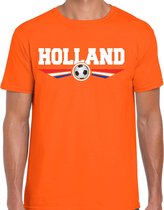Holland landen / voetbal t-shirt met wapen in de kleuren van de Nederlandse vlag - oranje - heren - Holland landen shirt / kleding - EK / WK / voetbal shirt S