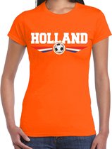 Holland landen / voetbal t-shirt met wapen in de kleuren van de Nederlandse vlag - oranje - dames - Holland landen shirt / kleding - EK / WK / voetbal shirt S