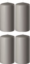 4x Zandgrijze cilinderkaarsen/stompkaarsen 6 x 12 cm 45 branduren - Geurloze kaarsen zandgrijs - Woondecoraties