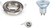 LED Spot Set - OSRAM Parathom PAR16 930 36D - GU10 Fitting - Dimbaar - Inbouw Rond - Mat Chroom - 3.7W - Warm Wit 3000K - Kantelbaar Ø82mm - BES LED