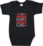 Rompertjes baby met tekst - I saw mommy kissing Santa Claus - Romper zwart - Maat 50/56