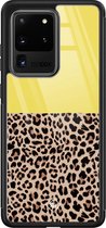 Samsung S20 Ultra hoesje glass - Luipaard geel | Samsung Galaxy S20 Ultra  case | Hardcase backcover zwart