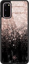 Samsung S20 hoesje glass - Marmer twist | Samsung Galaxy S20 case | Hardcase backcover zwart