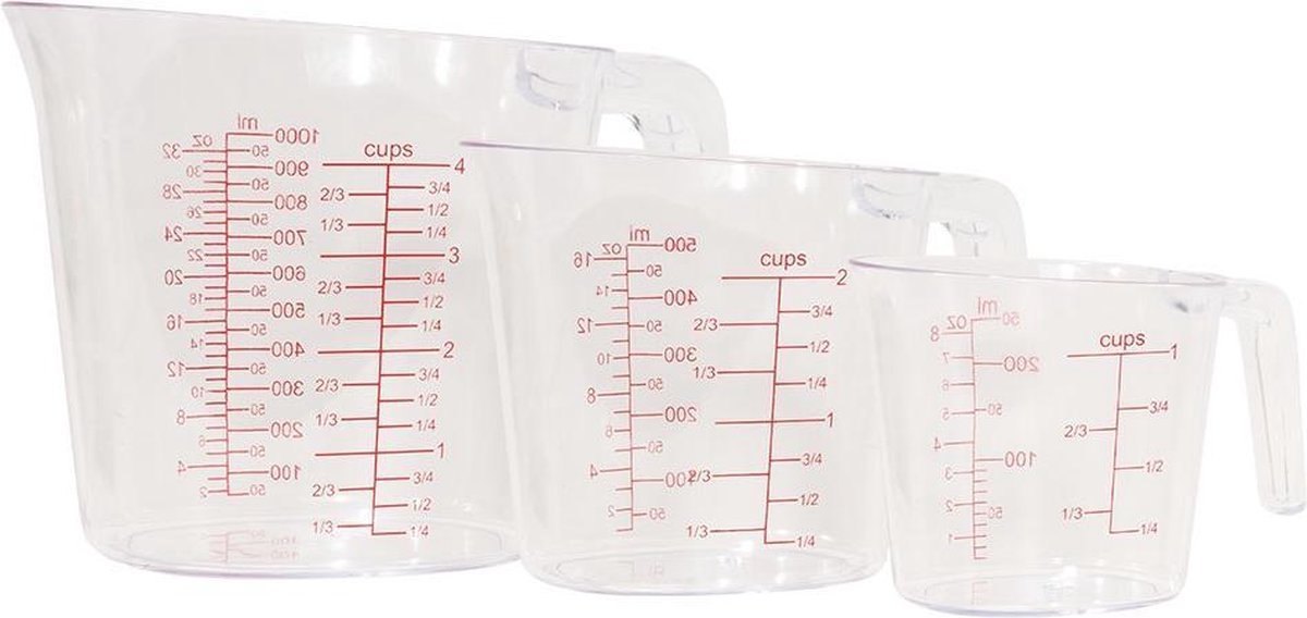 Patisse - Maatbekers - 250/500/1000 ml - Transparant - 3-delig