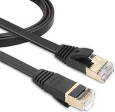 1 m CAT7 10 Gigabit Ethernet ultraplatte patchkabel voor modem / router LAN-netwerk - gebouwd met afgeschermde RJ45-connectoren (zwart)