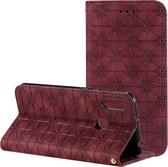 Voor Huawei Honor 8A 2020 / Y6 2019 Lucky Flowers reliÃ«fpatroon Magnetische horizontale flip lederen tas met houder en kaartsleuven (wijnrood)