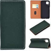 Voor Huawei P40 Lite effen kleur mat magnetische horizontale flip lederen tas met kaartsleuven en houder (groen)