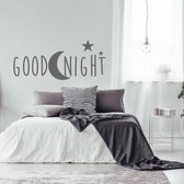 Muursticker Goodnight - Donkergrijs - 120 x 60 cm - slaapkamer engelse teksten