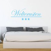 Muursticker Welterusten Met Sterren -  Lichtblauw -  160 x 58 cm  -  nederlandse teksten  slaapkamer  alle - Muursticker4Sale