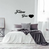 Muursticker Follow Your Heart - Donkergrijs - 80 x 34 cm - woonkamer slaapkamer engelse teksten