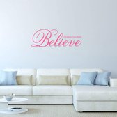 Muursticker Believe In The Beauty Of Your Dreams - Roze - 120 x 42 cm - woonkamer engelse teksten