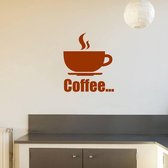Muursticker Coffee -  Bruin -  80 x 95 cm  -  keuken  engelse teksten  bedrijven  alle - Muursticker4Sale