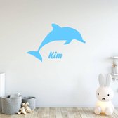 Muursticker Dolfijn Met Naam -  Lichtblauw -  80 x 50 cm  -  baby en kinderkamer  naam stickers  alle  dieren - Muursticker4Sale