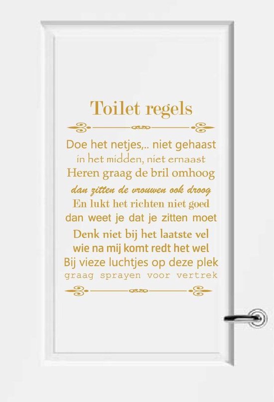 Toilet Regels - Goud - 100 x 127 cm - toilet overige stickers - toilet alle
