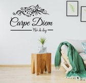 Muursticker Carpe Diem Pluk De Dag - Zwart - 170 x 120 cm - woonkamer slaapkamer alle