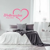 Muursticker Welterusten Slaap Lekker In Hart -  Roze -  160 x 85 cm  -  slaapkamer  nederlandse teksten  alle - Muursticker4Sale