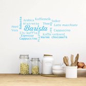 Muursticker Barista Wolk - Lichtblauw - 120 x 45 cm - nederlandse teksten keuken