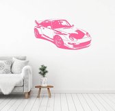 Muursticker Sportwagen 2 -  Roze -  120 x 64 cm  -  slaapkamer  woonkamer  baby en kinderkamer  alle - Muursticker4Sale
