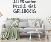 Muursticker Alles Weten Maakt Niet Gelukkig - Donkergrijs - 80 x 46 cm - taal - nederlandse teksten alle muurstickers woonkamer bedrijven