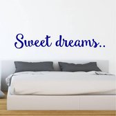Muursticker Sweet Dreams - Donkerblauw - 120 x 21 cm - woonkamer engelse teksten