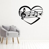 Muziek Noten In Hart -  Zwart -  140 x 107 cm  -  alle muurstickers  baby en kinderkamer  woonkamer - Muursticker4Sale