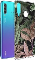 iMoshion Hoesje Geschikt voor Huawei P30 Lite Hoesje Siliconen - iMoshion Design hoesje - Groen / Roze / Dark Jungle