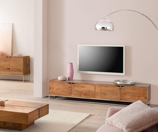 gokken Balling Metalen lijn Tv-meubel Loca acacia natuur 200x40x40 cm massief hout | bol.com