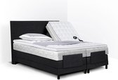 Boxspring Bella compleet, merk Olympic Life, elektrisch verstelbaar, 140 x 200 cm, zwart, 2x pocketvering matras met dubbeldoek matrastijk