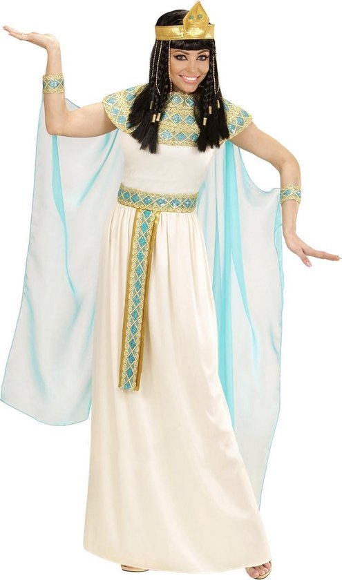 Widmann - Egypte Kostuum - Cleopatra Van De Nijl Kostuum - Blauw, Wit / Beige - Maat 128 - Carnavalskleding - Verkleedkleding