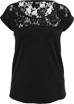 Urban Classics Dames Tshirt -XS- Top Lace Zwart