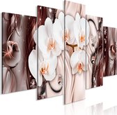 Schilderijen Op Canvas - Schilderij - Orchid Waterfall (5 Parts) Wide Pink 225x100 - Artgeist Schilderij