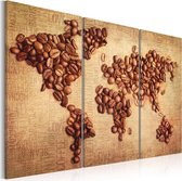 Schilderijen Op Canvas - Schilderij - Koffie uit de hele wereld - triptiek 60x40 - Artgeist Schilderij