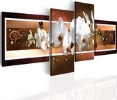 Schilderijen Op Canvas - Schilderij - Elegante orchideeën in abstractie 100x35 - Artgeist Schilderij