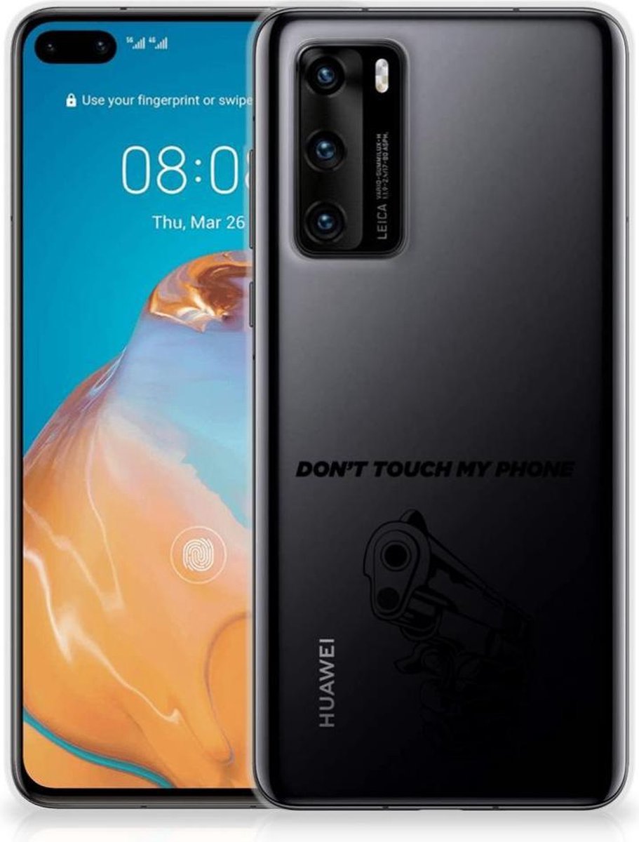Huawei P40 Silicone-hoesje Gun Don't Touch My Phone