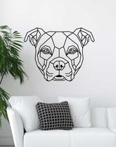 Amerikaanse Bulldog Geometrisch Hout 100 x 76 cm Black - Honden - Wanddecoratie