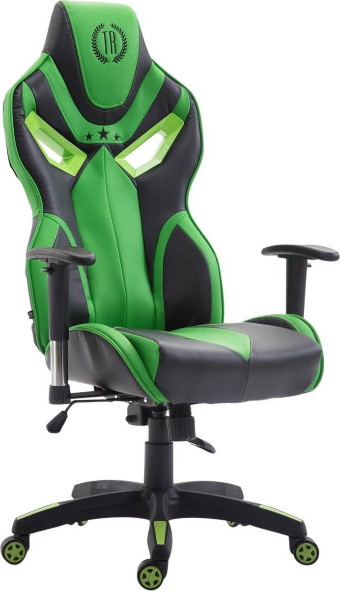 Gamingstoel volwassenen kunstleer - sportief design - groen/zwart - 76x72x133