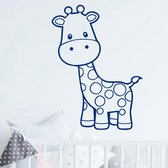 muursticker baby Giraffe - 30x36cm - Blauw - woordsticker.com