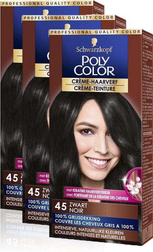 Schwarzkopf Poly Color Creme Haarverf 45 Zwart - 3 Stuks - intensieve,  natuurlijke... | bol.com