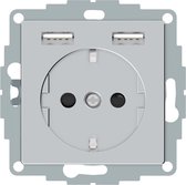 Stopcontact - Inbouw - Randaarde - USB Type A+A - Aluminium - Systeem M - Schneider Electric - MTN2366-0460