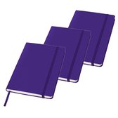 3x stuks paarse luxe schriften gelinieerd A5 formaat - School schriften - opschrijfboekjes - notitieboekjes - blocnotes.