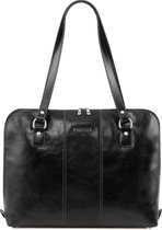 Tuscany Leather - Leren 1-vaks dames laptoptas 'Ravenna' - Zwart - TL141795