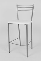 Tommychairs Elena - Eetkamerstoelen - Set van 2 - Aluminium & Wit - Kunstleer