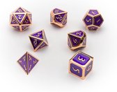 7 delige Metalen Dobbelstenen Set - inclusief Opbergzakje - Dungeons & Dragons - Paars Koper