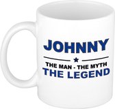 Naam cadeau Johnny - The man, The myth the legend koffie mok / beker 300 ml - naam/namen mokken - Cadeau voor o.a  verjaardag/ vaderdag/ pensioen/ geslaagd/ bedankt