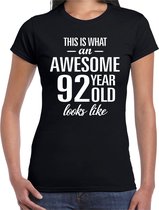 Awesome 92 year - geweldig 92 jaar cadeau t-shirt zwart dames -  Verjaardag cadeau L